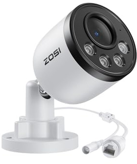 ZOSI 4K 8MP PoE Telecamera di Sorveglianza per Esterni con Audio, Rilevamento Persone/Veicoli, Visione Notturna IR, Funziona con NVR PoE ZOSI, C180 | Rilevamento AI Persone e Veicoli Visione Notturna a Colori Audio Bidirezionale Telecamera Aggiuntiva per Sistema Esistente