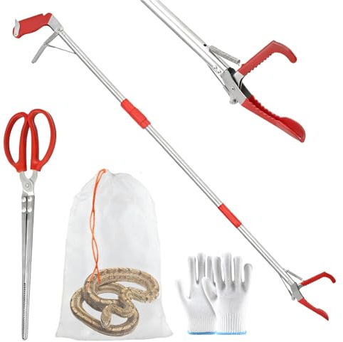 Set di pinze a serpente extra pieghevoli, 127 cm, pinza multifunzione per anziani con 1 pinza, 1 rete a serpente, 1 clip da 37 cm, 1 guanto in acciaio inox