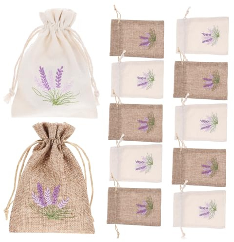 STOBAZA 12piezas Bolsitas De Obsequio Pequeñas De Arpillera Cordón Bolsas Vacías para Envolver Regalos De Cumpleaños Unidades Blanco