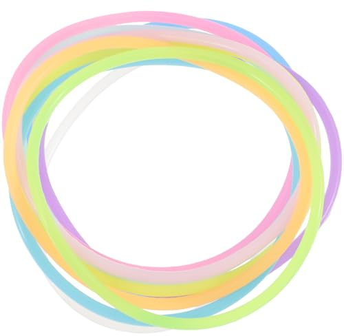 CALLARON 50pcs Silicone Jelly Bracelets, Glow in the Dark Jelly Bracelets, Hair Bands Fluorescentm, Neon Stretchy Wristband for Party Favor (10 Color)
