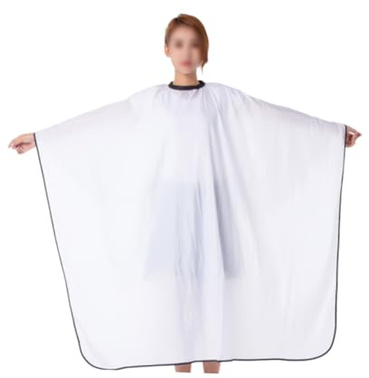 Cabilock Mantellina da Parrucchiere con Maniche Regolabile per Taglio e Tinta Capelli Unisex Mantello Protettivo Leggero e Resistente per Salone e Uso Domestico Bianco