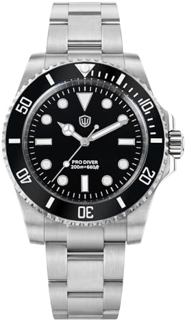 watchdives Professionelle Taucheruhr, WD1680Q V2 Japan VH31 Sweep Second Quarz Armbanduhr 40mm Saphirglas Uhr 200m wasserdichte Leuchtende Analoguhr