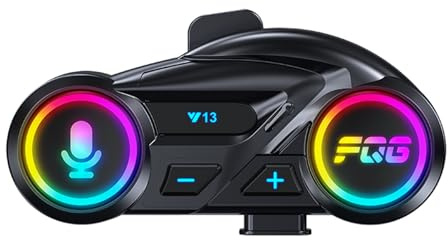 AMSLSIU Auriculares Bluetooth para casco de motocicleta con radio FM, distancia de transmisión 10 m, batería litio 800 mAh, auriculares para casco motocicleta, Negro, Micrófono suave