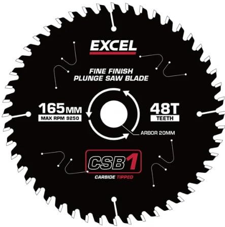 Excel 165mm Plunge Saw Blade 48T with Teflon Coating