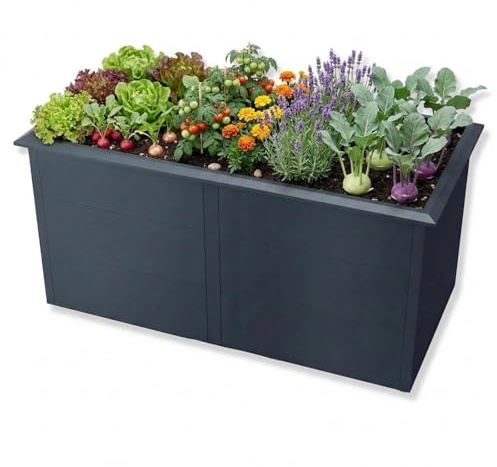 Metzler Hochbeet für den Garten – Stahl in Anthrazit | Mit integriertem Schneckenschutz | Witterungsbeständiges Metall-Gartenbeet, Pflanzenbeet, Gemüse- & Blumenhochbeet | 206 x 106 x 77 cm