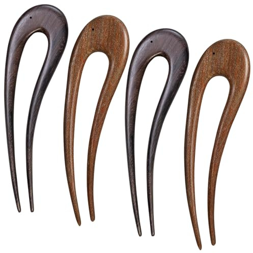 4 Stück French Pin, 15 cm U-Förmige Holz Haargabel, Retro Haar Chignon Stifte für Abschlussfeiern, Zeremonien, Exquisite Anlässe, für Frauen und Mädchen