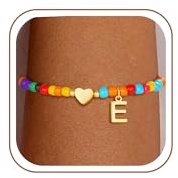 Fezodo Einschulung Geschenk - Armband mit Buchstaben für Frauen Mädchen | Vergoldet/Versilbert Bunte Perlen Armband Hypoallergen Armbänder Geburtstagsgeschenk Geschenke für Frauen Mädchen Kinder