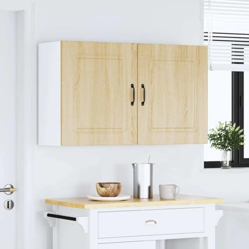 Augerlite Köksskåp, Kalmar 2 st. Sonoma-ek träbaserade material, 50 x 31 x 60 cm, köksväggskåp med förvaringsutrymme, dörrar, hyllplan, mångsidigt för kök och matsal