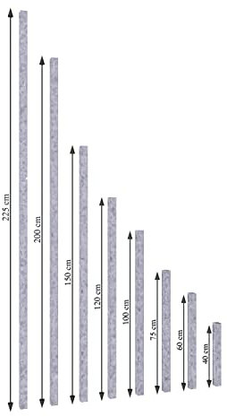 GABIONA Poteau de clôture Poteau sécurité Anti-basculement Gabion Tube Carré 40 x 60 mm galvanisé 200 cm