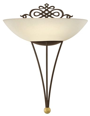 EGLO Wandlampe Mestre, 1 flammige Wandleuchte Vintage, Retro, Wandbeleuchtung für Innen aus Metall in Rostbraun, Goldfarben und gekalktem Glas in Beige, Wohnzimmerlampe, Flurlampe mit E27 Fassung