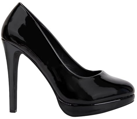 Neue Herren/Damen Drag Queen Cross Dresser High Heel Pumps mit runder Spitze, schwarzer lack, 42 EU