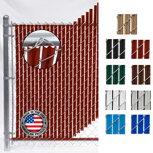 FenceSource Listones ondulados (9 colores) de una sola pared con bloqueo inferior de listones de privacidad para valla de eslabones de 4, 5, 6, 7 y 8 pies (4 pies, secoya)