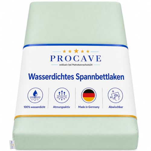 PROCAVE wasserdichtes Spannbettlaken in grün, atmungsaktiv und abwischbar, pflegeleichter Matratzenschoner, Made in Germany, in 140x200 cm