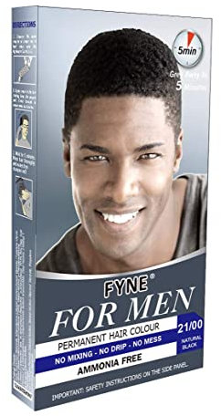 FYNE - Natural Black Permanent Hair Colour | Grey Hair Colouring for Men with Comb Applicator Included | Natural-Look Hair Dye | No Mixing Ready to Apply | Ammonia and Cruelty-Free