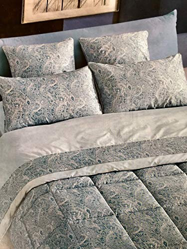 ZUCCHI COLLECTION - Completo Letto Matrimoniale “VISCONTI” in Satin Jacquard di Puro Cotone cm. 250x290 sotto c/Angoli cm. 175x200 + 2 federe col. 41 Beige. Made in Italy.