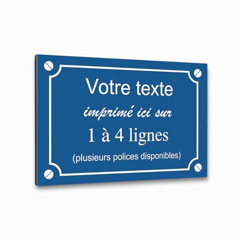 Plaque de rue décorative en aluminium Personnalisée pour intérieur et extérieur 30x20cm Bleu Foncé