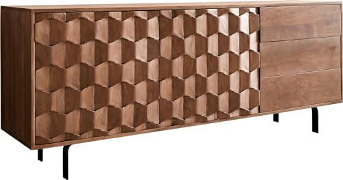 DELIFE Kommode Fevo Akazie Braun 175 cm 2 Türen 3 Schubfächer L-Fuß Sideboard