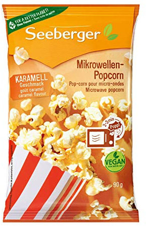 Seeberger Mikrowellen-Popcorn karamell mit Sonnenblumenöl (24 x 90 g)