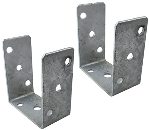 AERZETIX - C58621 - Satz mit 2 Sockeln stützen sockel pfostenträger förmig U 100x125x60mm zum befestigen in beton - aus stahl S235 - farbe silber