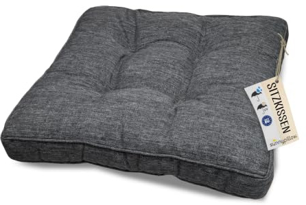 sunnypillow Coussin de Jardin pour Chaise Fauteuil Rotin - Galette de Chaise Anti UV - Extérieur Impermeable – Coussin de Sol idéal pour Balcon, Terrasse - 60 x 60 x 10 cm - Anthracyt