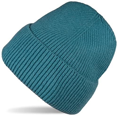 styleBREAKER Unisex Beanie Strickmütze Rippenmuster Krempe | Doppelt gestricktes Gewebe für optimale Wärmeisolation an kalten Tagen. Elastischer Umschlag, passend für 56-59 cm Umfang.