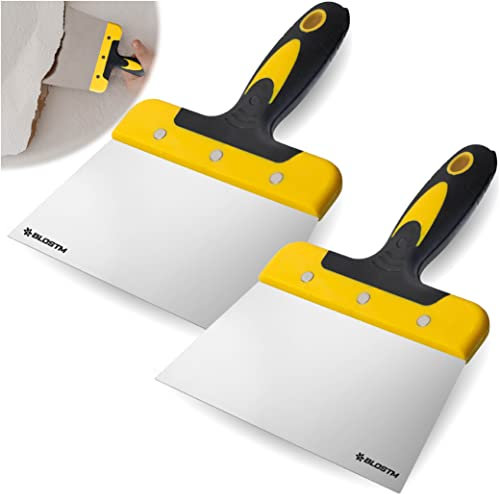 BLOSTM 17,8 cm Schaber-Werkzeug, 2 Stück, Tapetenschaber, Spachtelmesser mit 175 mm breiter, flexibler Federstahlklinge, weicher Komfortgriff – zum Dekorieren, Füllen, Trockenbau, Putz, DIY-Projekte