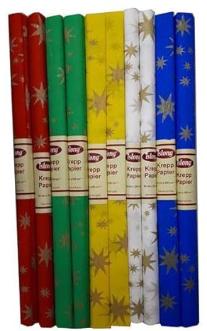 ADINA Krepppapier 10 Rollen 50 x 250 cm sortiert Sterne
