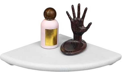 Wood Wedge Handgearbeitet Eckregal Hängeregal, Esche Massivholz Eckregal runde Enden Wandregal Holz, Regal Pflanzenregal für Schlafzimmer Wohnzimmer Küche, Ecke, Kinderzimmer, Bücher, Radius 25cm