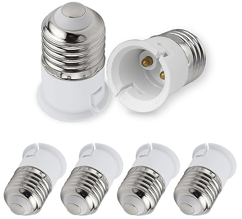 SCNNC Adattatore Portalampada da E27 a B22 Convertitore, Adattatore Lampadina con Attacco da Edison E27 a Baionetta B22 per Lampadina Alogena LED CFL Incandescente, 6 Pezzi