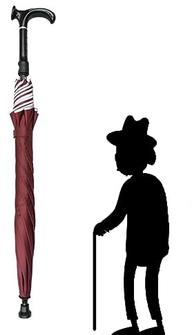 AVIITI Ombrello Bastone Da Passeggio Resistente All'usura, Antiscivolo Ombrello Stampella Multifunzione Leggero Per Camminare in Città, Design A Manico Lungo in ABS,Rosso,84cm/33inch