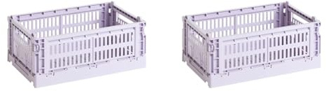 HAY Colour Crate Transportbox S aus recyceltem Polypropylen in der Farbe Lavender, Maße: 26,5cm x 17cm x 10,5cm, 541446 (Packung mit 2)