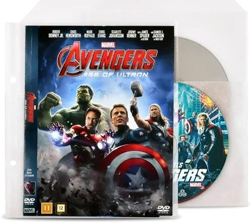 Tarifold Double DVD Binder Sleeves with Closing Flap, 2-Ring Holes, 50 Pack