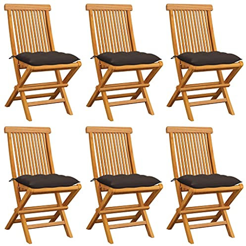 BUKSCYJS StapelstüHle,Outdoor Kissen WetterfestgartenstüHle Mit Taupe Kissen 6 STK. Massivholz Teakgeeignet FüR Wohnzimmer, Schlafzimmer, GäRten, Balkone, Terrassen