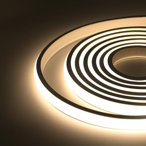 HEGEHE Flexible COB Neon Strip, 288 LEDs/m, IP65 Waterproof Silica Gel LED Rope Light for Home Kitchen Bedroom Outdoor Decor(10m, Natural White)