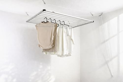 DRY-SMART Lift Deckenwäscheständer - Deckentrockner - Wäscheständer für die Decke 120cm für Badewanne, Balkon, innen und Outdoor – platzsparend - einfache Deckenbefestigung