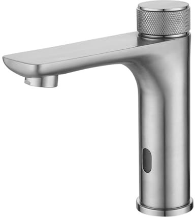 XJTNLB Wasserhahn mit Sensor Bad Infrarot Sensor Wasserhahn mit Einstellbarem Temperaturbegrenzer Wasserhahn Badezimmer Sus304,Gebürstetes