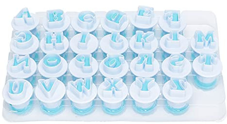 Emoshayoga Cookie Mold Alphabet Cookie Cutters, 26Pcs Mini Plastic Fondant Cutters, Capital Letter Biscuit Mold for DIY Cake, 2.5 cm Tall, White