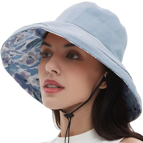 Sombreros de sol 100% algodón para mujer, de ala ancha, para jardinería, viajes, protección solar, plegable, para playa, ala plegable