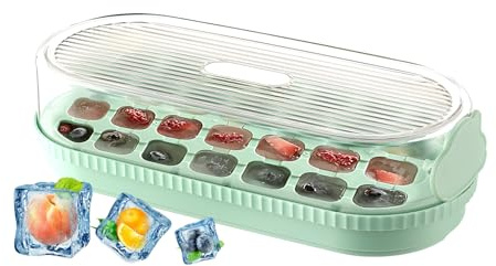 Swsdee Eiswürfelformen, 21 Fach Silikon Eiswürfelform mit Deckel und Eisbox, BPA-frei, Wiederverwendbar, Alle Eiswürfel in einer Sekunde freigeben, für Eis, Cocktail, Whiskey, Tee, Kaffee