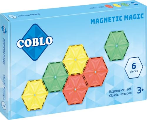 Coblo Erweiterungsset mit 6 Sechsecken - Magnetiche Bausteine - Magnetspielzeug - Geschenk 3 Jahre - Montessori-inspiriertes Baukastensystem - Magnetic Tiles - STEAM-Bildung - Spielzeug Ab 3 Jahren