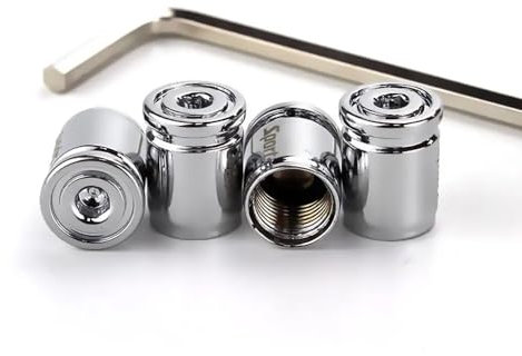 Ventilkappen Auto für VW T-ROC Cabriolet R-Line ab Bj. 2020,Aluminium Reifenventilkappen-4 Set Auto Reifenventil Kappe Staubkappen Dichtung für Stabilen Reifendruck,Silver