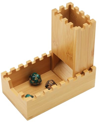 DICEEVIL Torre di dadi in bambù, pieghevole, fatta a mano, in bambù, per giochi da tavolo, D&D, RPG