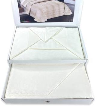 Tex family Set Letto Matrimoniale Completo Skinny, Lenzuola in Puro Cotone e Copriletto Matrimoniale Estivo Jacquard, Made in Italy