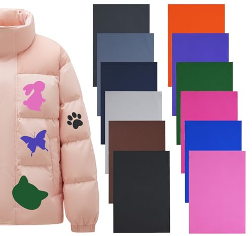 12 Blatt Nylon Reparaturflicken Selbstklebend 21x15cm Fuer Jacke Zelt | Zuschneidbares, Wasserabweisendes Gewebe mit Starker Haftung, Ideal zum Schnellen Ausbessern von Rissen Ohne Naehen
