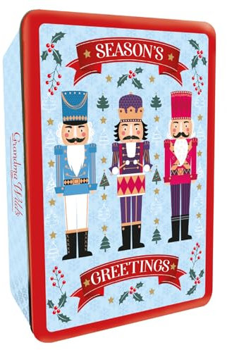 Grandma Wild's Embossed Nutcracker Gift Tin | Stem Ginger & Lemon, Chocolate Chip & Clotted Cream Shortbread Biscuits 300g
