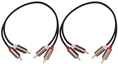 VGOL 2 Stück 2 Cinch Stecker auf 2 Cinch Stecker Video Verlängerungskabel Gehäuse aus Aluminiumlegierung Vergoldeter Stecker Kurzes Stereo Audiokabel für HiFi-Stereoanlagen TVS-Lautsprecher