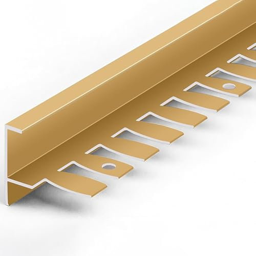 Profil De Bord D'escalier 135CM * 2 Pièces Profil De Bord De Marche Profil D'extrémité en Forme De F en Alliage D'aluminium pour Le Revêtement D'escalier Et La Rénovation D'escalier,Or,S