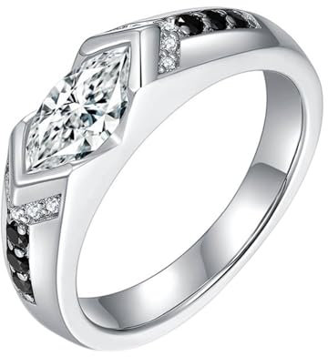 Bagues en argent 925 pour femme - Blanc moissanite marquise - Bague classique pour femme, 62 (19.7), Métal précieux, Moissanite