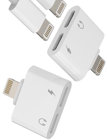 Lot de 2 adaptateurs Lightning pour iPhone 14 13 Pro Max pour iPad Chargeur audio Câble adaptateur certifié MFI pour Apple Connecteur Headphones Microphone auxiliaire Accessoires Double Lightning Jack
