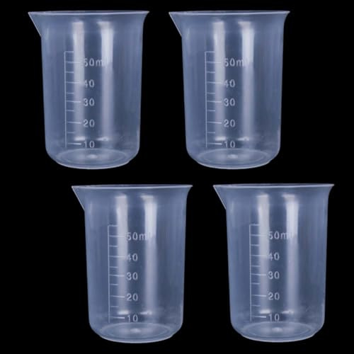 4 Stück Messbecher Klein, Mini Messbecher 50ml, ml Messbecher Für Labor Küche Garten - Trennstriche À 5 ml - Gut Ablesbar